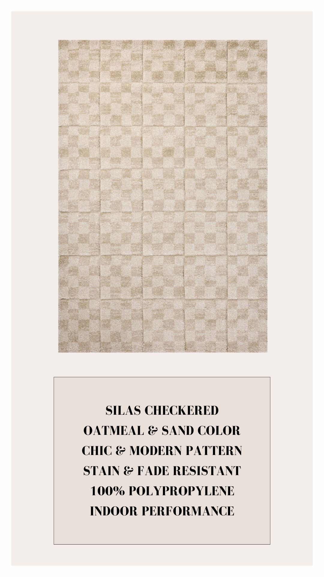 checkered oatmeal sand performance rug